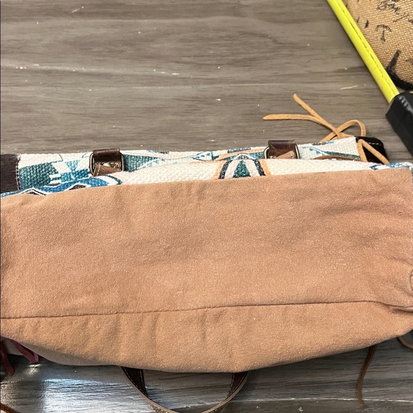 HOPOFLY BOHEMIAN CANVAS FUR LEATHER FRINGE LARGE TOTE BAG - Picture 13 of 16